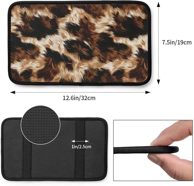 Center Console Cover Cow Cowhide Auto Middle Console Armrest Lid Protective Covers Brown Arm Rest Pads Car Decor Accessories