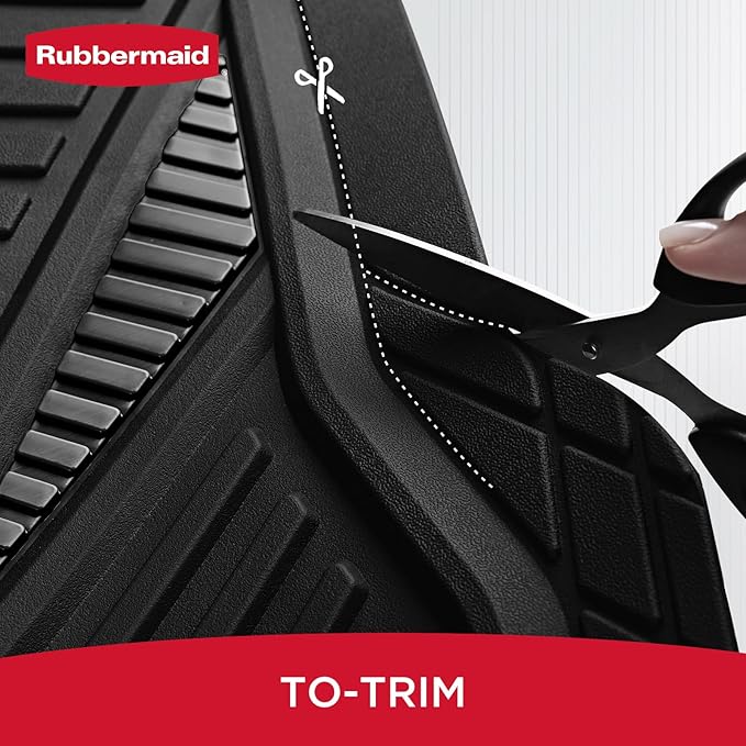 Rubbermaid Car Mat Full Set, Universal Trim-to-Fit Heavy-Duty Car Floor Mats – 4-Piece Set for All Weather Protection – Durable Rubber Mat for Cars, Trucks, SUVs & Vans-Black