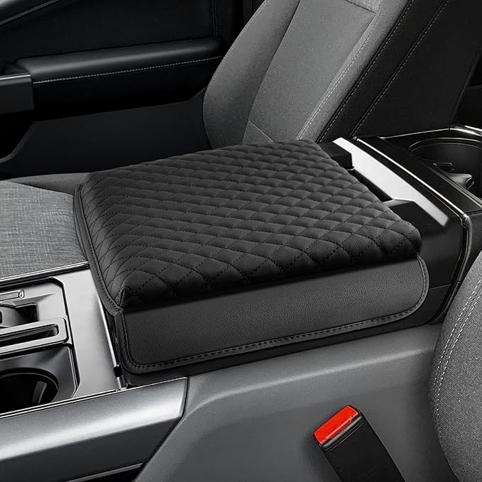 Shademax Center Console Cover for 2021-2025 2026 Ford F150, 2022-2025 F150 Lightning Work Surface Console Armrest Cover Cushion Pad PU Leather Armrest Seat Box Protector F150 Interior Accessories