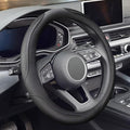 ZHO Microfiber Leather Steering Wheel Cover, Universal 14.5-15 Inch Breathable Anti-Slip Odorless Car Steering Wheels Accessories for Men Women, Black