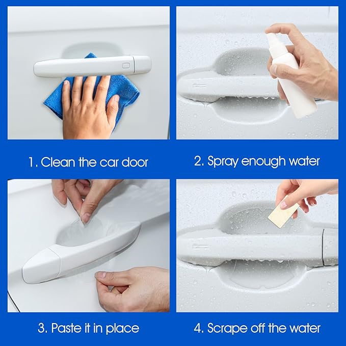 Teaaha 8PCS Car Door Handle Protector Clear Bumper Trim Guard Protectors Cup Sticker, Waterproof Anti-Scratch Door Handle Paint Protection Film, Universal for Most Car