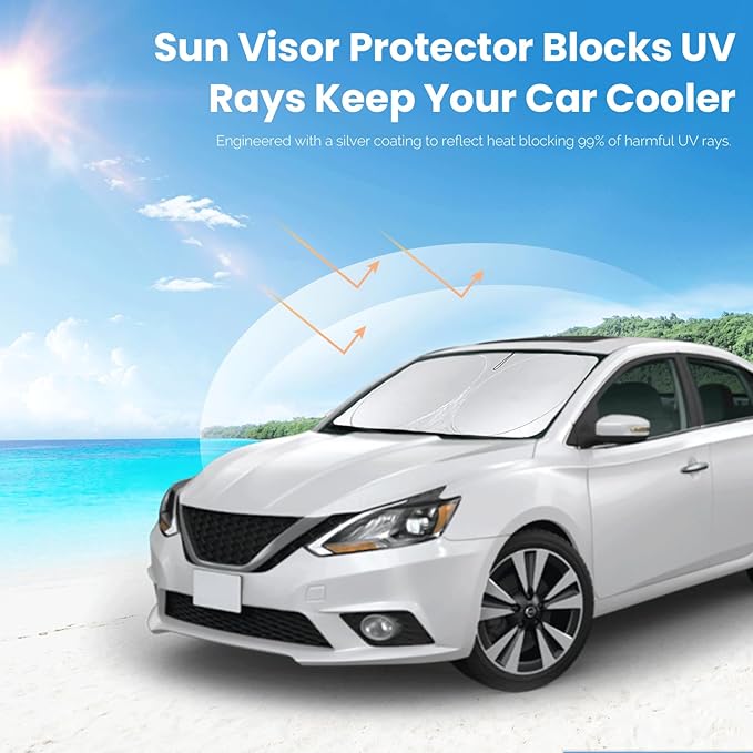 INSAUTO for Altima 2024 Windshield Sun Shade Sunshade for Nissan Altima Sedan 2019-2022 2023 Windshield Cover Front Window Sun Shield Foldable Sun Visor Protector UV Heat Protection Car Accessories