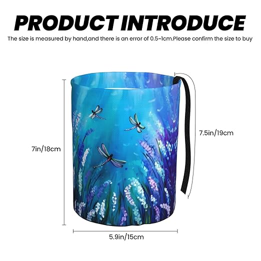 Purple Flowers and Cute Dragonfly Car Trash Can Leak Proof Hanging Waterproof Garbage Can Multipurpose Trash Bin for Car SUV Front Seat Headrest Collapsible and Portable Storage Pocket
