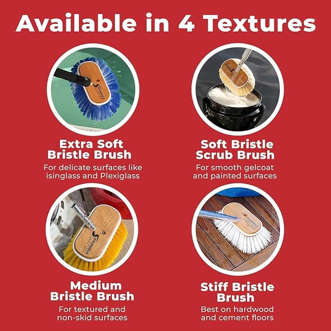 Shurhold Classic 6" Soft Bristle Boat Deck Brush, Safe for Use on Gelcoat, Fiberglass and Painted Surfaces, Attachable to Any Handle