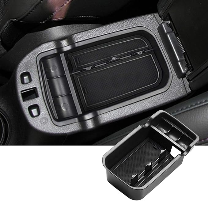 SKTU Compatible with 2017-2020 Jeep Compass Center Console Storage Box Organizer Container Armrest Insert Organizer ABS Tray Pallet with USB Hole and Coin Holder (Black)
