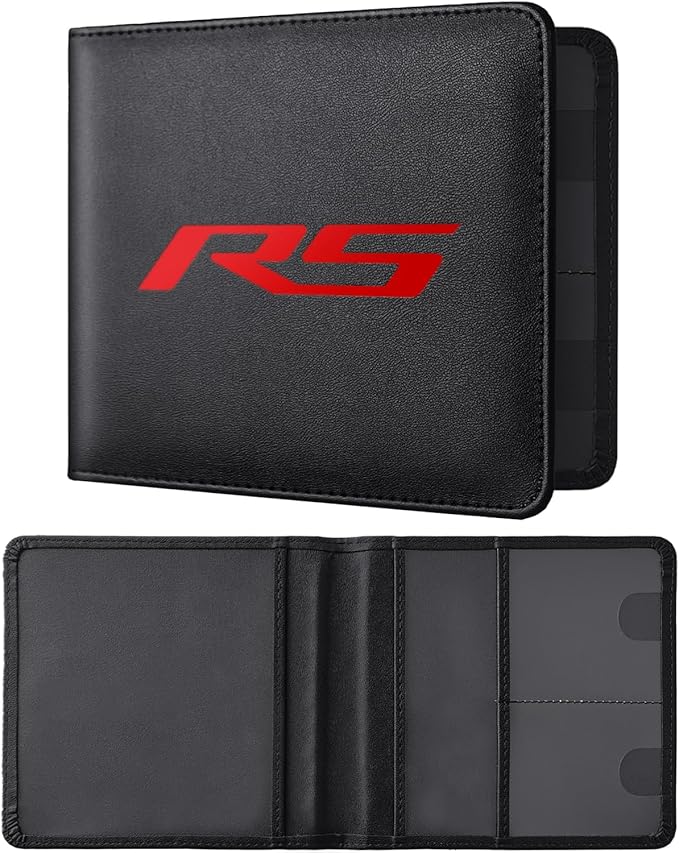 Leather Car Registration and Insurance Cards Holder Compatible with Chevy Camaro RS Cars, Vehicle Glove Box Car Organizer with Magnetic Shut, Documents License for Camaro RS Owners