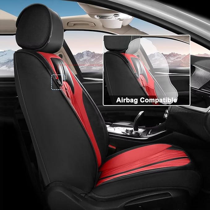 TTX LIGHTING Seat Covers Fit for Subaru Legacy 1995-1995-2026 Seat Covers Full Set Car Seat Covers Faux Leather Breathable Waterproof Car Seat Protector (5 Seats, Black&Red)