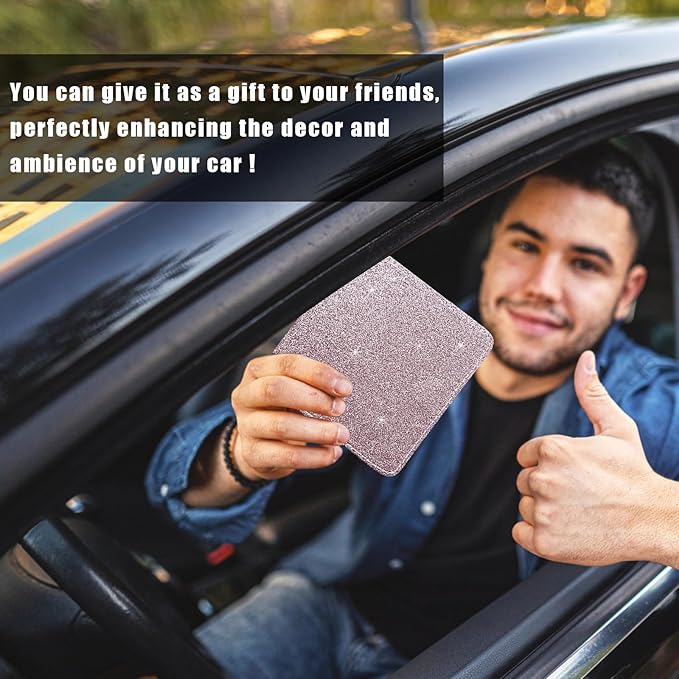 Ziciner Car Registration and Insurance Holder, Auto Card Document Glove Box Organizer with Magnetic Closure, Universal Vehicle Interior Accessories for Cars SUVs (Glitter Pink-Small)