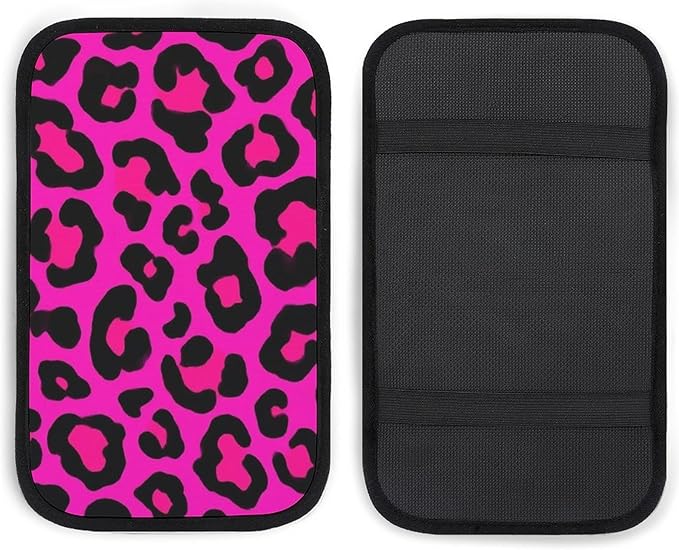 Center Console Cover for Car, Neoprene Auto Armrest Cover Pink Dots Wild Cheetah Leopard Print Armrest Pad Seat Box Cushion Car Accessories for Trucks Vehicles