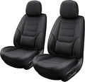 hoozoom Leather Car Seat Covers Waterproof Front Seat Covers Breathable Seat Protectors Universal Fit for Most Automotive Cars SUV Van Trucks (Black,Front Pair)