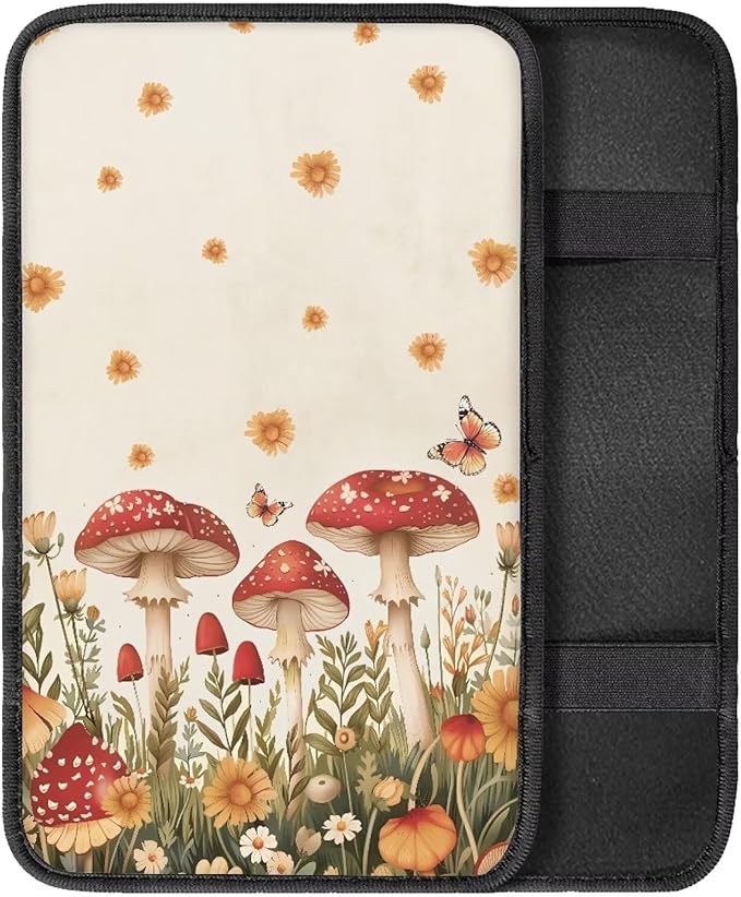 Cute Mushroom Arm Rest Cover Car Protector Car Armrest Cushion Vehicle Armrest Cover Accessories Protect from Pet Claws Auto Center Cover Universal Fit