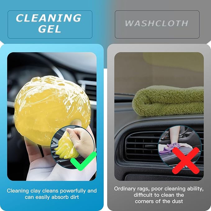 Car Cleaning Gel,Reusable Car Cleaning Putty for Interior Detailing, Car Cleaning Supplies, Auto Detailing Tools, Car Slime for Dust Removal, Car Accessories Interior, Car Cleaning Kit(Yellow, 2.0 OZ)