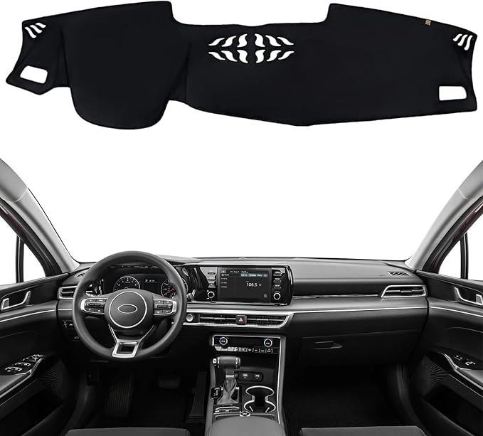 KEYOOG Dashboard Cover Dash Mat Fit for 2023-2021 K-ia K5 (Without HUD Models),Car Dash Board Mat Anti-Glare Carpet,Non-Slip Pad Sunshield Protector (Black)
