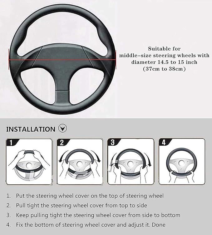 Elastic Stretch Steering Wheel Cover, Warm in Winter and Cool in Summer, Universal 15 inch Microfiber Breathable Ice Silk Anti Slip Car Interior Accessories, Odorless, (Black)