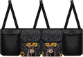 Sunflower Highland Cow Car Trunk Organizer Black Leopard Print Hanging Cargo Storage Bag Large Capacity Car Organization