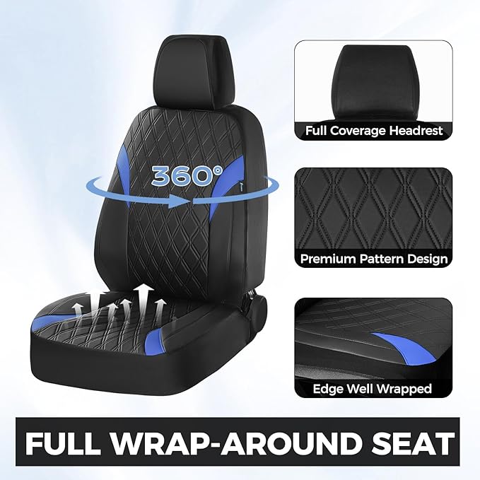 FLORICH Car Seat Covers Full Set, Leather Seat Covers for Cars, Car Seat Protector Waterproof, Universal Automotive Seat Covers Breathable, Front and Rear Car Seat Cover Fit for Most Sedans SUV Truck