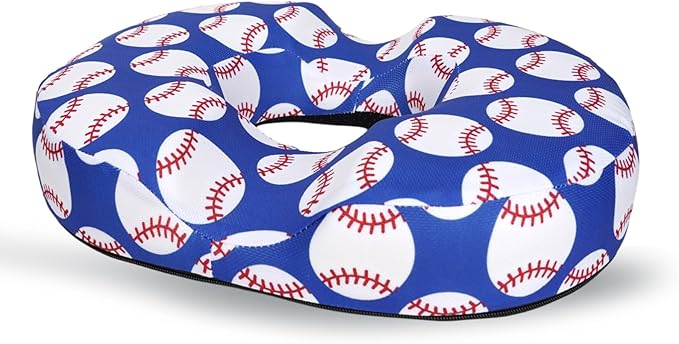 Donut Pillow for Hemorrhoids Seat Cushion for Tailbone Pain Relief - Blue Baseball Home Office Chair Cushion for Long Sitting Work - Memory Foam Car Seat Cushions for Driving Butt Pain Pressure