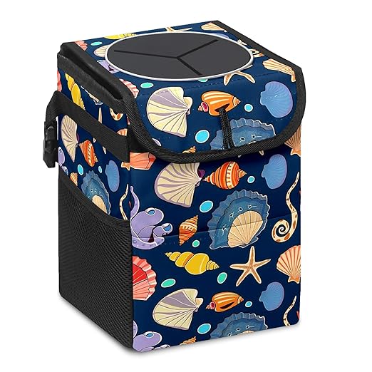 GVGHIDZ Car Trash Can – Multi-Purpose, Lightweight and Portable with Durable Water-Resistant Coating, No Installation Required, Practical and Ample Capacity, Variety of Colors.Conch Shell