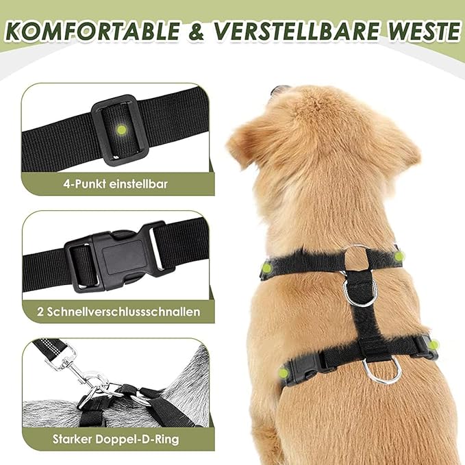 Lukovee Dog Seat Belt for Car, Adjustable Dog Car Harness for Large Medium Small Dogs, Soft Padded & Breathable Mesh Dog Seatbelt with Car Vehicle Connector Strap (Blue Double Clip,Small)