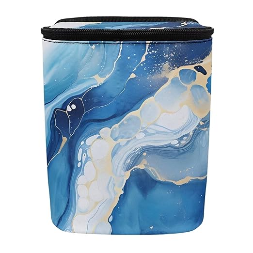 Blue Marble Auto Garbage Can with Lid,Portable Leak Proof Car Trash Can Bag Hanging for Back Seats，Console，Durable and Lightweight Vehicle Rubbish Storage Pocket