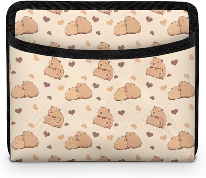 Cute Capybara Car Side Pocket Organizer, Auto Front Rear Seat Storage Bag for Cell Phone Sunglasses Coins, Document Holder Tray Pouch for Vehicle Seat, Women Men Car Accessories