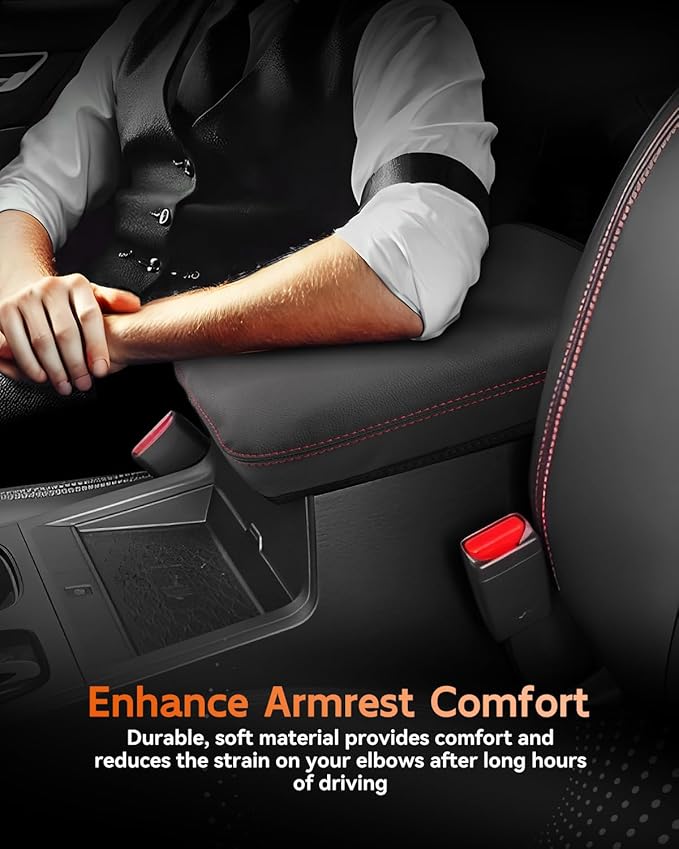 CDEFG for Nissan Frontier 2022-2025 2026 Center Console Cover Armrest Box Cover for Frontier (S, SV, SL, Pro-X, Pro-4X) Accessories Console Arm Rest Protector Red Line