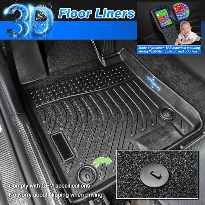 Cartist Floor Mats Custom Fit for VW Jetta 2019-2025 2026 Accessories All Weather Floor Liners Front & 2nd Row TPE Waterproof