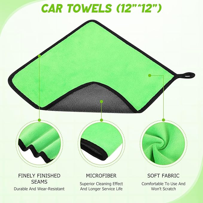 16 Pcs Windshield Cleaner Tool, Car Cleaning Kit with Various Detailing Brushes Set Spray Bottle Cleaner Towel Cleaning Gel Accessories Car Interior Detailing Kit for Windows Vents(Green)