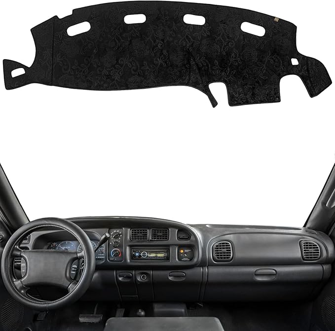 KEYOOG Dashboard Cover Dash Mat Fit for 2001-1998 Do-dge Ram 1500 2500 3500 (for Left Hand Drive),Car Dash Board Mat Anti-Glare Carpet,Non-Slip Pad Sunshield Protector (Flannel)