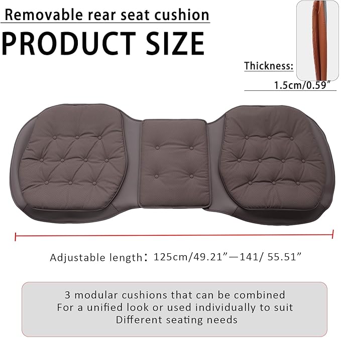 ontto Cooling Car Seat Cushions,Universal Auto Rear Bottom Seat Cover for Most Vehicles,PU Leather Seat Protector Breathable and Anti-Skid Seat Mat,with Buckle Fixing,Dark Brown(1 PCS)