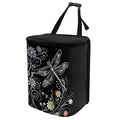 Talayituse Dragonfly Flower Print Car Trash Can with Lid, Leak Proof Auto Trash Bag Hanging Vehicle Garbage Can Multipurpose Storage Container for Back Seat Road Trip