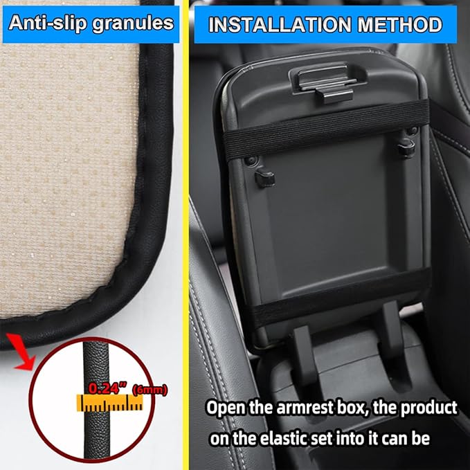 Bling Leather Car Center Console Cover, Car Center Console Protector With Glossy Crystal Rhinestone, Universal Waterproof Car Armrest Seat Box Cover For Most Car, Vehicles, SUVs, Trucks (White)