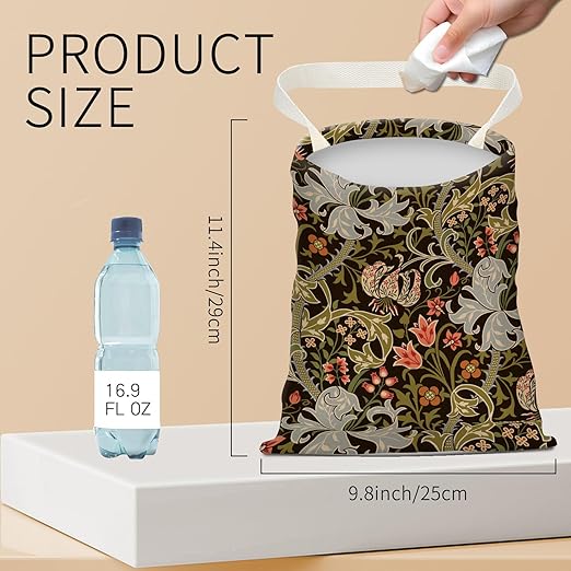 BEAKND Hanging Car Garbage Bag, Cute Car Trash Can Bag, Automotive Accessories for Women Men Cute Green Flower