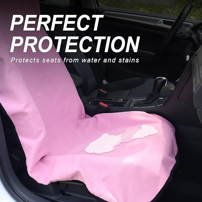 nbnhxnff Sweat Towel Car Seat Cover Protector Front Seats for Gym Workout, Running, Swimming, Beach and Hiking, Waterproof Universal Seat Cover for Car, Trucks, Van & SUV (Pink, 2pcs Front Seat)