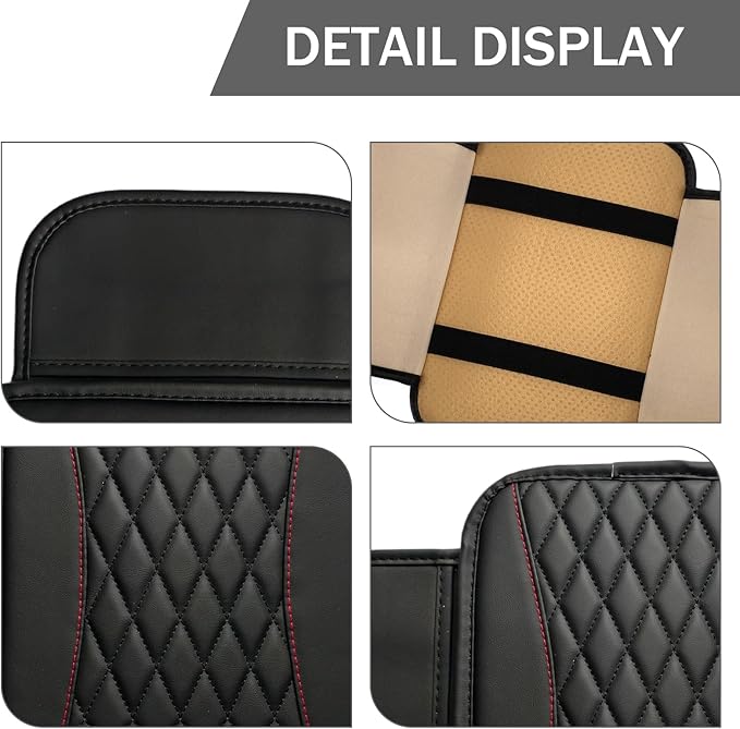 Car Center Console Cover, Patchwork Leather Armrest Cover Cushion with 2 Storage Bag, Waterproof Comfortable Auto Arm Rest Pad, Universal Center Console Protector for Sedan, SUV (Black)