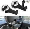 2PCS Car Headrest Hidden Hook, Bag Holder for Car, 2 in 1 Auto Seat Hooks with Phone Holder, 360° Rotation Adjustable Vehicle Back Seat Storage Hanger for Purses and Bags (Silver)