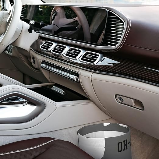 Ohio State Gray Car Trash Can Leak Proof Hanging Waterproof Garbage Can Multipurpose Trash Bin for Car SUV Front Seat Headrest Collapsible and Portable Storage Pocket