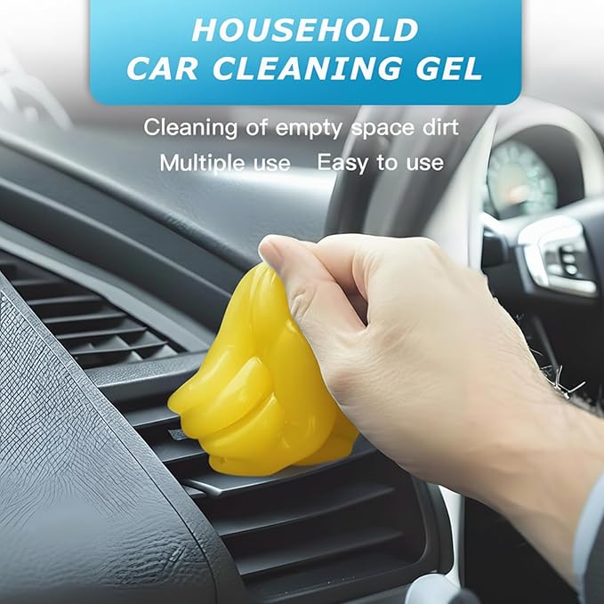 Car Cleaning Gel,Reusable Car Cleaning Putty for Interior Detailing, Car Cleaning Supplies, Auto Detailing Tools, Car Slime for Dust Removal, Car Accessories Interior, Car Cleaning Kit(Yellow, 5.0 OZ)
