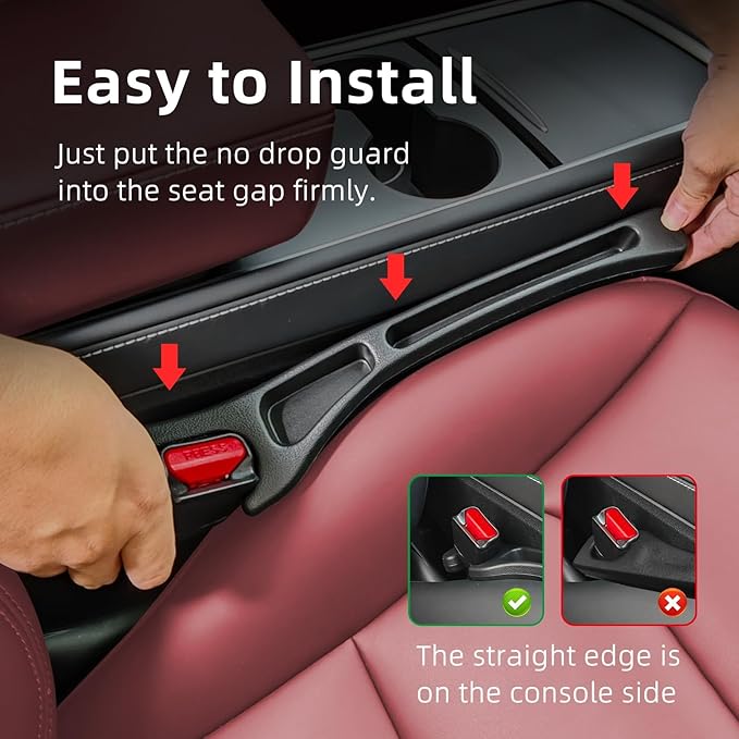 Car Seat Gap Filler Organizer, 2 Pack Seat Gap Plug with Storage Slot, No Drop Seat Guard for Cars & SUVs, Car Seat Accessories with Phone Holder, Universal Fit Fill The Gap Between Seat and Console
