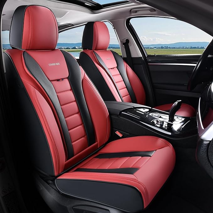 Coverado Car Seat Covers, Front Covers for Cars, Car Seat Cover Front Seats, Automotive Seat Cover, Waterproof, Leather Car Seat Cushion, Universal Interior Covers Seat Protectors for Most Cars