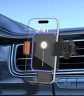 Car Mount Charger, 15W Fast Charging Auto Clamping Wireless Car Charger with 7-Color LED Lights, Air Vent Phone Holders for Your Car Accessory for iPhone Air 17 Pro Max 16 15 14 13 12, Galaxy S25