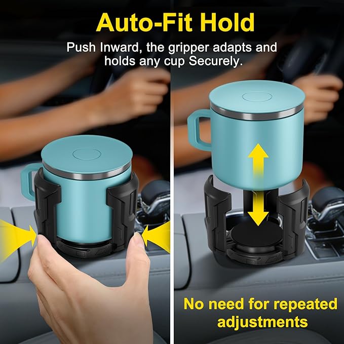 Cup Holder Expander, Upgraded Car Cup Holder Expander for Yeti, Hydro Flask, Nalgene, Takeya, Camelbak, Ramblers, Owala, Tumblers, Mugs, Bottles in 2.6"- 4.8", No Tools Required