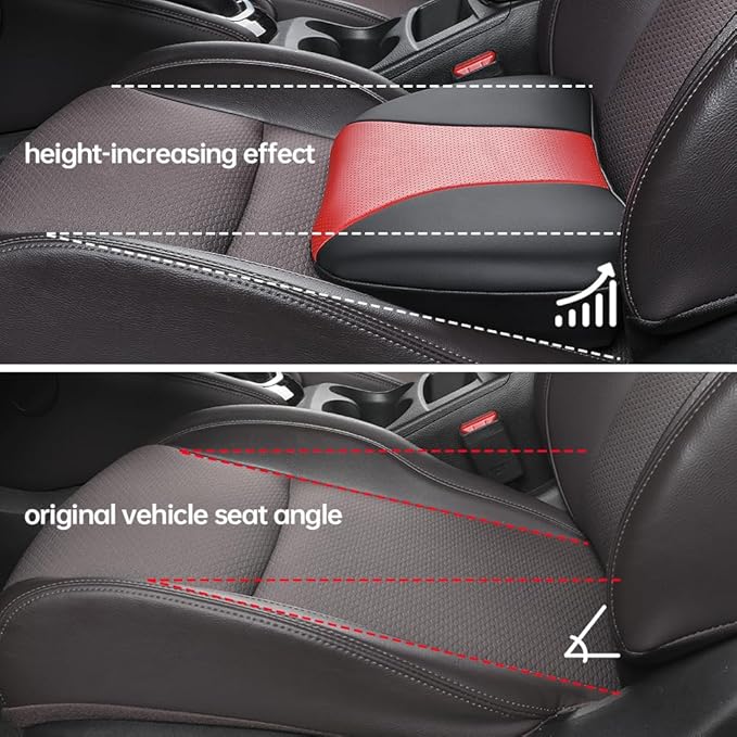 Aerovia 1p Memory Foam Lumbar Support Pillow for car Lower Back Pain Relief - Back Cushion for Driving, Chair Support for Car-Office Chair（Black&Red）