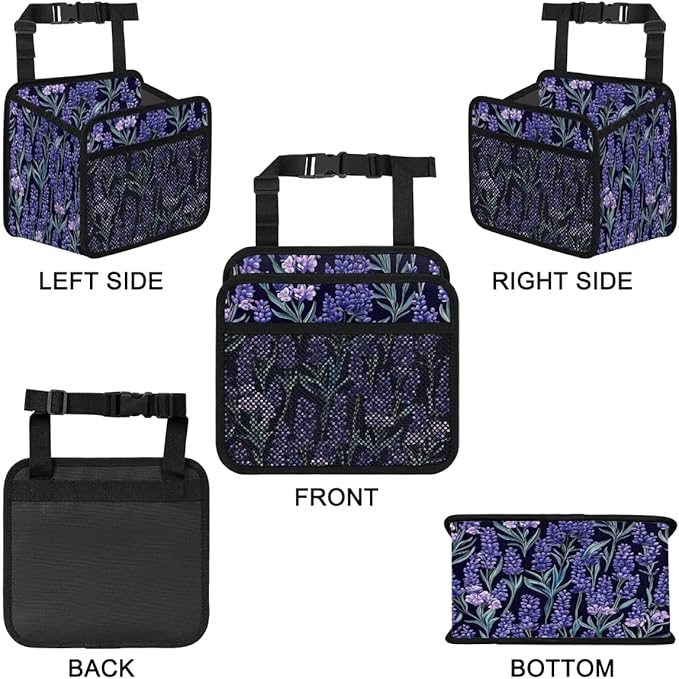 Lavenders Purple Dark Car Backseat Organizer PU Leather Automotive Back Seat Storage Bag Universal Hanging Garbage Box Travel Accessories Foldable