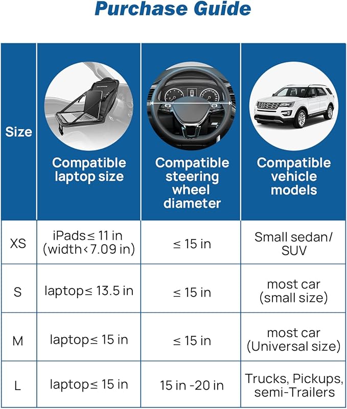 JOYTUTUS Steering Wheel Tray, Back Seat Headrest Tray for Eating Food and Drink, Work Table for Writing and Steering Wheel Laptop Desk, Car Organizer for Commuters, Travel, Family (16.1'' x 10'')