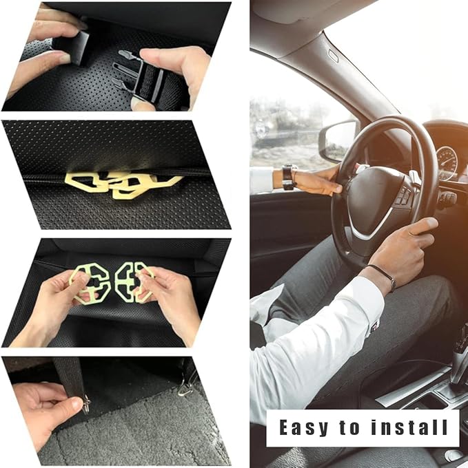 Car Backseat Organizer with Tablet Holder, 9 Storage Pockets PU Leather Foldable Table Tray Seat Back Protectors, Car Seat Back Protectors Kick Mats Car Accessories (Black)