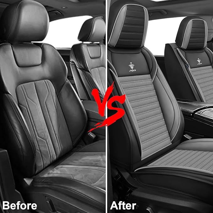 ARTIBY Seat Covers Custom Fit for Mitsubishi Outlander 2004-2025, Standard Waterproof Car Seat Cover, Breathable and Comfortable Leather Cushion Cover, Auto Interior Accessories (Black Gray)