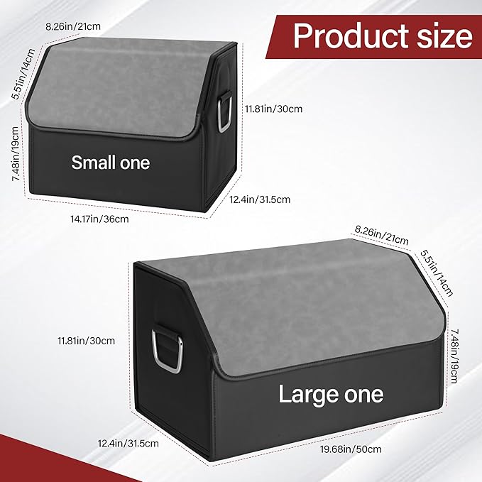 JEYODA Suede Leather Trunk Organizer, Large Capacity Soft Car Organizers and Storage,foldable,with lip, for Car SUV/Jeep/Sedan/Home/Camping (Grey,Big)