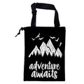 KXWQTRDD Adventure Awaits Car Garbage Bag Mountain and Bird Hanging Canvas Car Trash Bag Drawstring Car Back Seat Organizer for Car Back Front Seat Console with Adjustable Buckle
