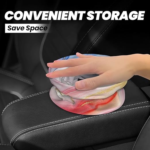 Gold Pink Marble Car Trash Can Garbage Cans Foldable,Cute Hanging Car Organizer and Storage Bag Leak Proof, Auto Back Seat Trash Bin Universal for Truck, SUV, Outdoor Travel